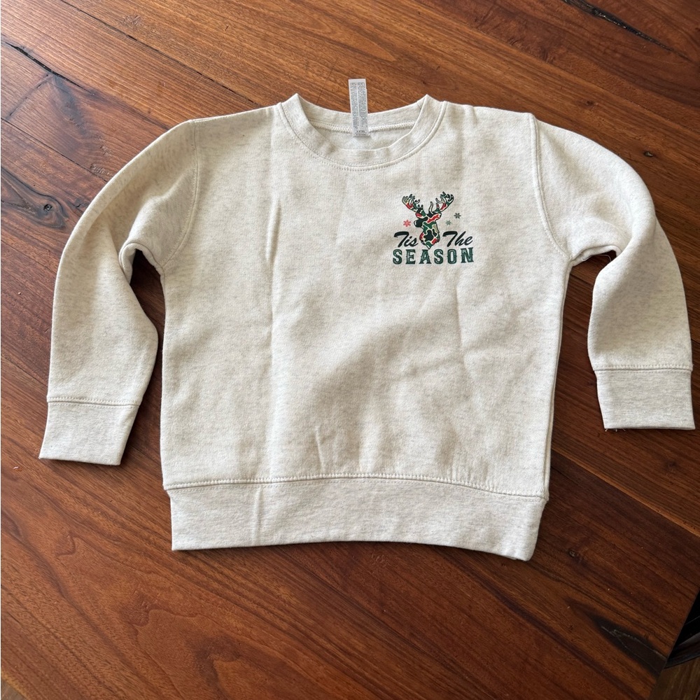 Festive Beige Sweatshirt with Holiday Design